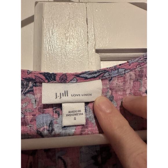 J. Jill Love Linen Shift Dress Size Small Paisley Pink 100% Linen Sleeveless - Picture 3 of 15